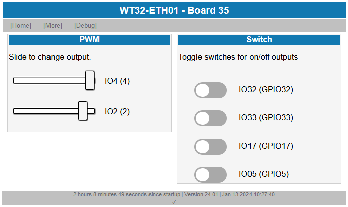 WT32-ETH01 WebServer WiFi Slider