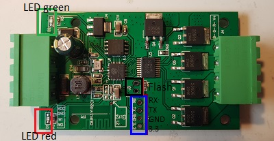 H801 RGBW WiFi LED Controller for RGBW pins on PCB