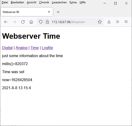 Show NTP data on Arduino Webserver