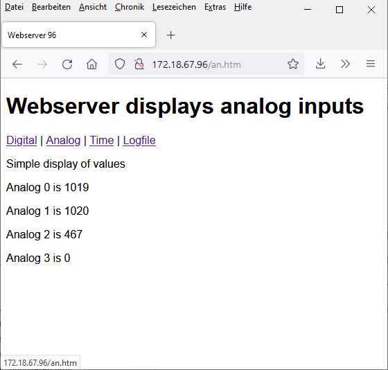 Arduino Webserver shows sensor values